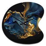 Abstract Marble Geode Blue And Gold - Asymmetric Metal Wall Clock
