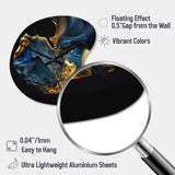 Abstract Marble Geode Blue And Gold - Asymmetric Metal Wall Clock