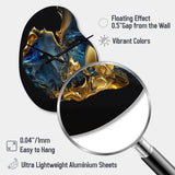 Abstract Marble Geode Blue And Gold - Asymmetric Metal Wall Clock