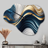 Abstract Geode Waves Blue I - Asymmetric Metal Wall Clock