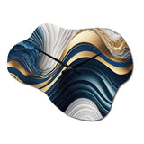 Abstract Geode Waves Blue I - Asymmetric Metal Wall Clock