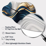 Abstract Geode Waves Blue I - Asymmetric Metal Wall Clock