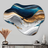 Abstract Geode Waves Blue II - Asymmetric Metal Wall Clock