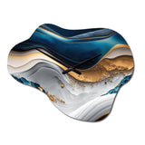 Abstract Geode Waves Blue II - Asymmetric Metal Wall Clock