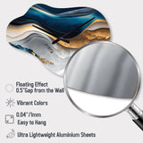 Abstract Geode Waves Blue II - Asymmetric Metal Wall Clock