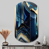 Abstract Geode Geometric Blue III - Asymmetric Metal Wall Clock