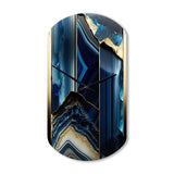 Abstract Geode Geometric Blue III - Asymmetric Metal Wall Clock