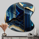 Abstract Geode Geometric Blue III - Asymmetric Metal Wall Clock