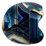 Abstract Geode Geometric Blue III - Asymmetric Metal Wall Clock