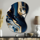 Abstract Geode Waves Blue V - Asymmetric Metal Wall Clock