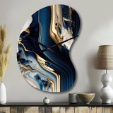 Abstract Geode Waves Blue V - Asymmetric Metal Wall Clock