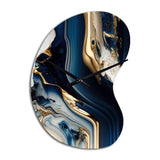 Abstract Geode Waves Blue V - Asymmetric Metal Wall Clock