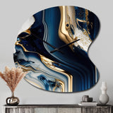 Abstract Geode Waves Blue V - Asymmetric Metal Wall Clock
