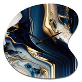 Abstract Geode Waves Blue V - Asymmetric Metal Wall Clock