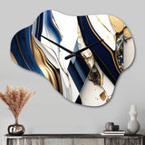 Abstract Geode Geometric Blue V - Asymmetric Metal Wall Clock