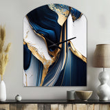 Abstract Geode Waves Gold I - Asymmetric Metal Wall Clock