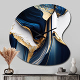 Abstract Geode Waves Gold I - Asymmetric Metal Wall Clock