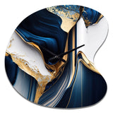 Abstract Geode Waves Gold I - Asymmetric Metal Wall Clock