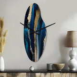 Abstract Geode Waves Gold II - Asymmetric Metal Wall Clock