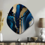 Abstract Geode Waves Gold II - Asymmetric Metal Wall Clock