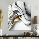 Abstract Geode Waves Grey I - Asymmetric Metal Wall Clock
