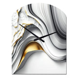 Abstract Geode Waves Grey I - Asymmetric Metal Wall Clock