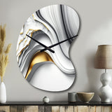 Abstract Geode Waves Grey I - Asymmetric Metal Wall Clock