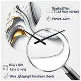 Abstract Geode Waves Grey I - Asymmetric Metal Wall Clock
