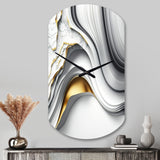 Abstract Geode Waves Grey I - Asymmetric Metal Wall Clock