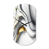 Abstract Geode Waves Grey I - Asymmetric Metal Wall Clock