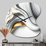 Abstract Geode Waves Grey I - Asymmetric Metal Wall Clock