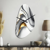 Abstract Geode Waves Grey I - Asymmetric Metal Wall Clock