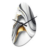 Abstract Geode Waves Grey I - Asymmetric Metal Wall Clock