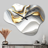 Abstract Geode Waves Grey V - Asymmetric Metal Wall Clock