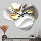 Abstract Geode Waves Grey V - Asymmetric Metal Wall Clock