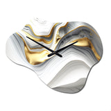 Abstract Geode Waves Grey V - Asymmetric Metal Wall Clock