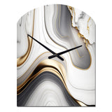 Abstract Geode Marble Waves Grey I - Asymmetric Metal Wall Clock