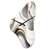 Abstract Geode Marble Waves Grey I - Asymmetric Metal Wall Clock