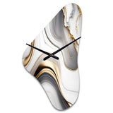 Abstract Geode Marble Waves Grey I - Asymmetric Metal Wall Clock
