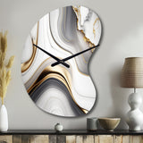 Abstract Geode Marble Waves Grey I - Asymmetric Metal Wall Clock