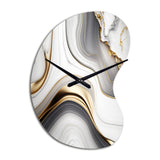 Abstract Geode Marble Waves Grey I - Asymmetric Metal Wall Clock