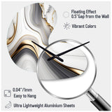 Abstract Geode Marble Waves Grey I - Asymmetric Metal Wall Clock