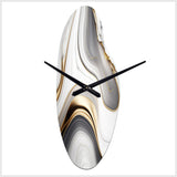Abstract Geode Marble Waves Grey I - Asymmetric Metal Wall Clock