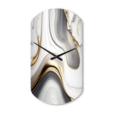 Abstract Geode Marble Waves Grey I - Asymmetric Metal Wall Clock