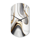 Abstract Geode Marble Waves Grey I - Asymmetric Metal Wall Clock