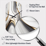 Abstract Geode Marble Waves Grey I - Asymmetric Metal Wall Clock