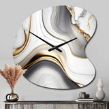 Abstract Geode Marble Waves Grey I - Asymmetric Metal Wall Clock
