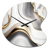 Abstract Geode Marble Waves Grey I - Asymmetric Metal Wall Clock