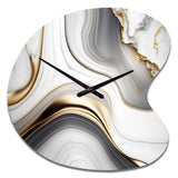 Abstract Geode Marble Waves Grey I - Asymmetric Metal Wall Clock