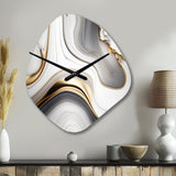 Abstract Geode Marble Waves Grey I - Asymmetric Metal Wall Clock